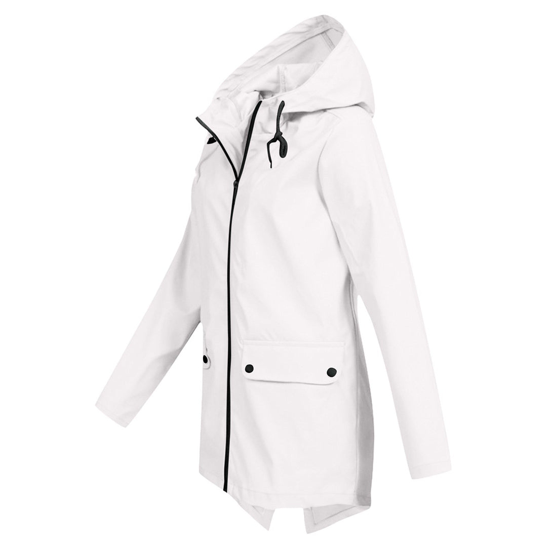 Manteau Long Imperméable avec Capuche pour Femme | Idéal pour les Jours de Pluie