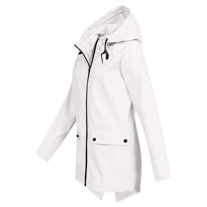 Manteau Long Imperméable avec Capuche pour Femme | Idéal pour les Jours de Pluie