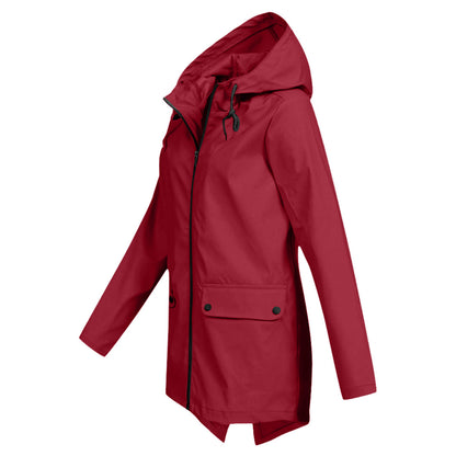 Manteau Long Imperméable avec Capuche pour Femme | Idéal pour les Jours de Pluie