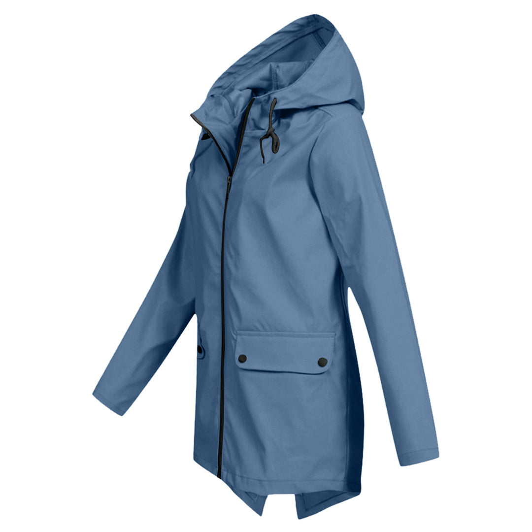 Manteau Long Imperméable avec Capuche pour Femme | Idéal pour les Jours de Pluie