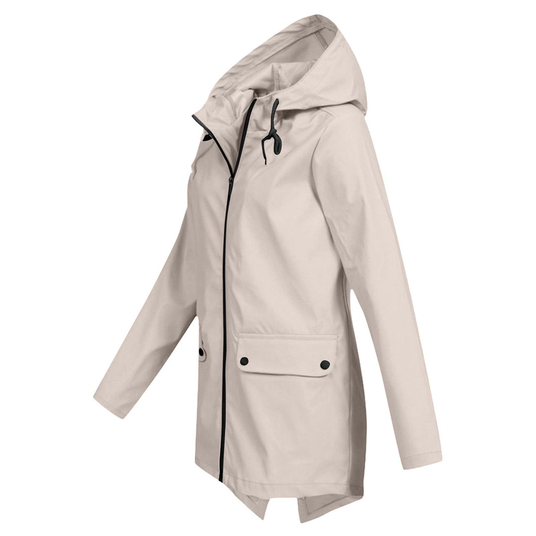 Manteau Long Imperméable avec Capuche pour Femme | Idéal pour les Jours de Pluie