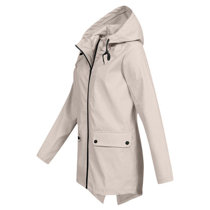 Manteau Long Imperméable avec Capuche pour Femme | Idéal pour les Jours de Pluie