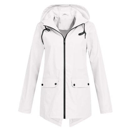 Manteau Long Imperméable avec Capuche pour Femme | Idéal pour les Jours de Pluie