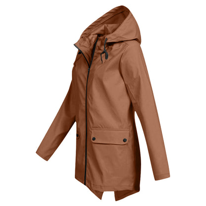 Manteau Long Imperméable avec Capuche pour Femme | Idéal pour les Jours de Pluie