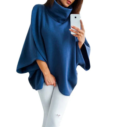 Poncho de Punto con Cuello Alto para Mujer | Ideal para Uso Diario en Días Frescos
