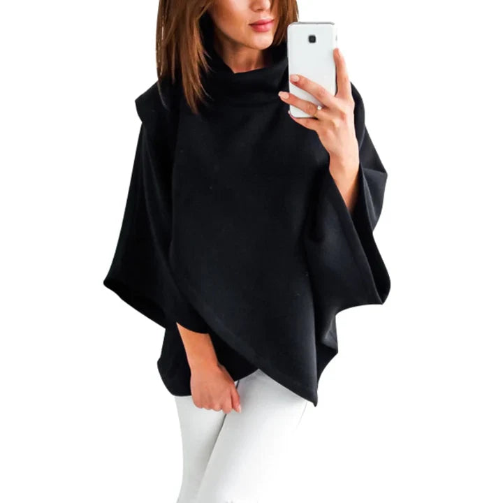 Poncho de Punto con Cuello Alto para Mujer | Ideal para Uso Diario en Días Frescos