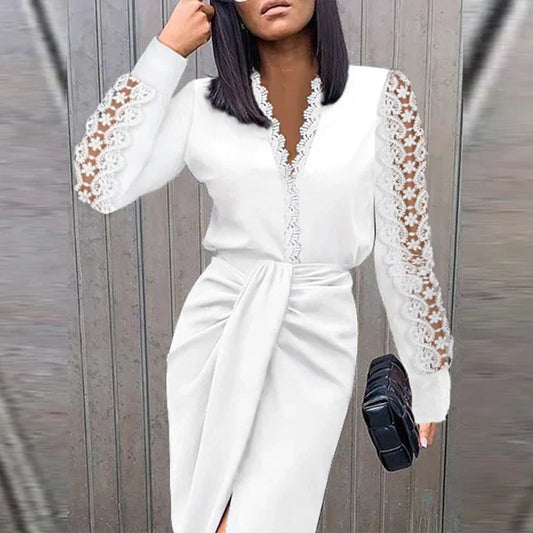 Vestido Largo con Detalles Ajuarados para Mujer | Ideal para Uso Diario y Eventos