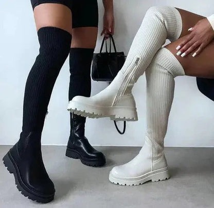 Botas Tipo Calcetín Con Diseño Elástico Para Mujer | Ideal Para Otoño E Invierno