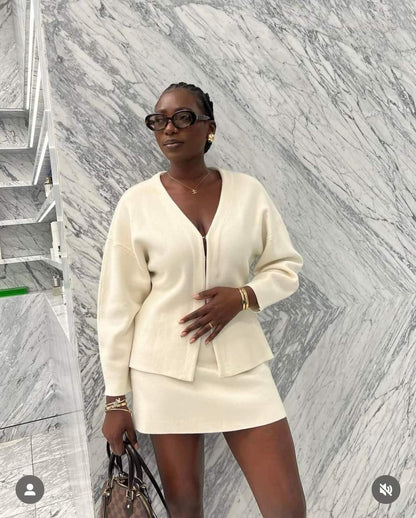 Conjunto De Dos Piezas Con Blazer Y Falda Para Mujer | Ideal Para Oficina Y Eventos Formales