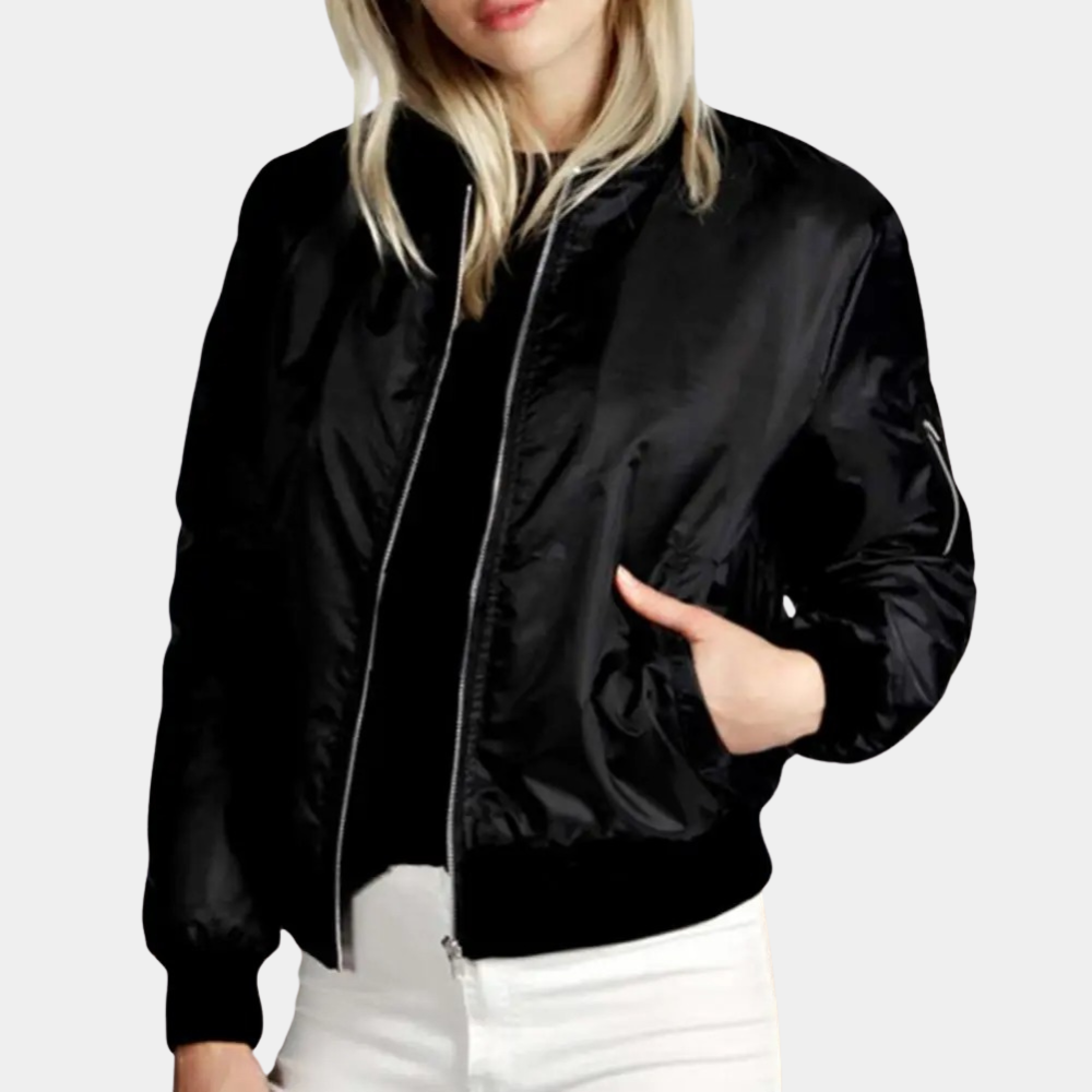 Chaqueta Ligera con Cremallera Frontal y Cuello Corto para Mujer | Ideal para Días Frescos de Verano
