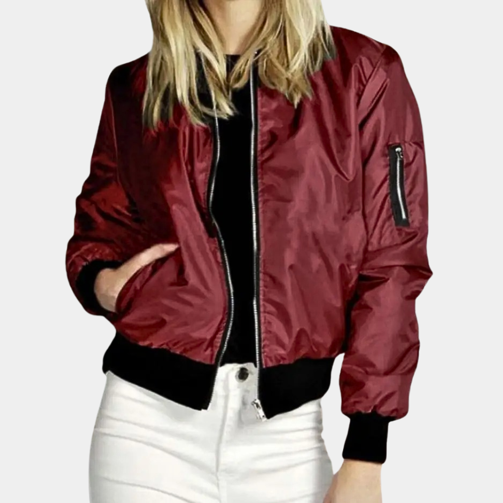 Chaqueta Ligera con Cremallera Frontal y Cuello Corto para Mujer | Ideal para Días Frescos de Verano