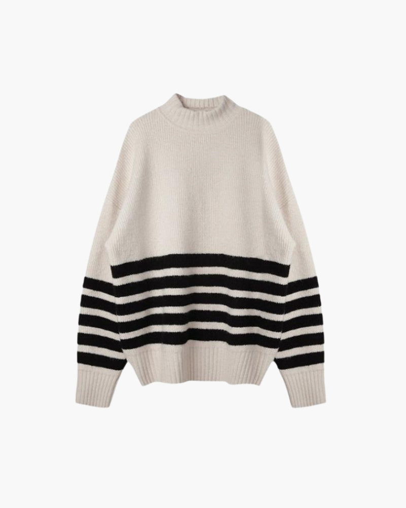 Jersey De Rayas con Cuello Alto para Mujer | Ideal para Otoño‑Invierno