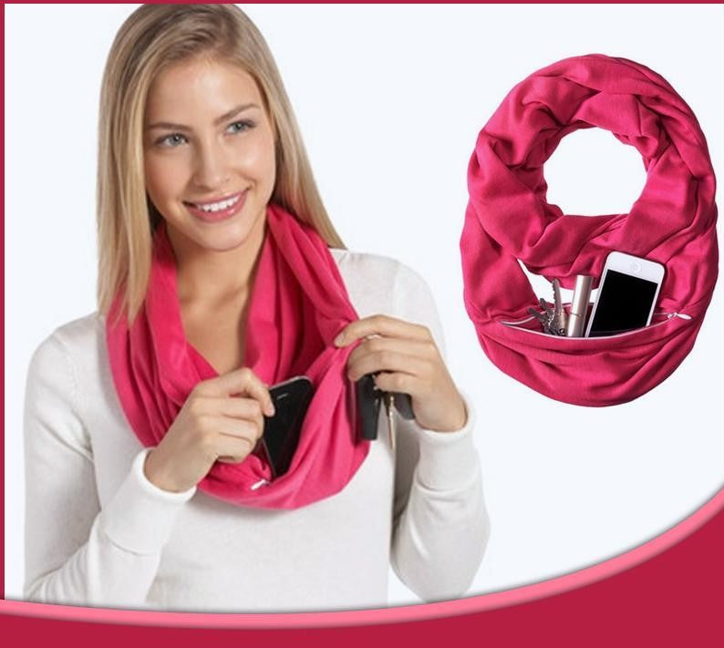 Bufanda Circular con Bolsillo Oculto para Mujer | Ideal para Viajes y Uso Diario
