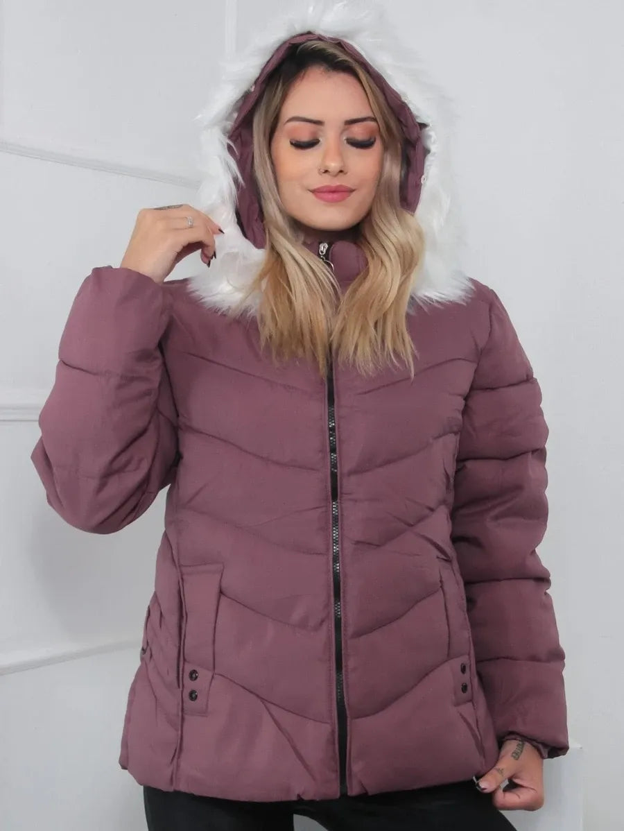 Chaqueta Acolchada con Capucha Desmontable para Mujer | Ideal para La Temporada Fría