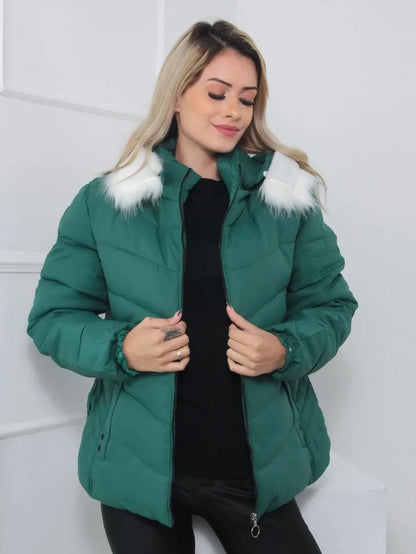 Chaqueta Acolchada con Capucha Desmontable para Mujer | Ideal para Invierno