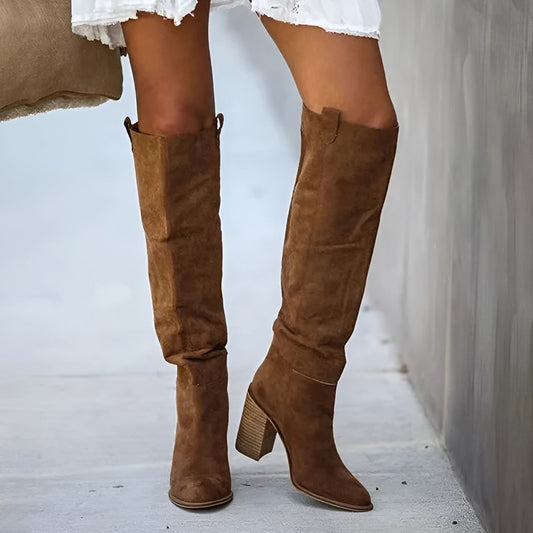 Botas Negras Hasta La Rodilla Con Tacón y Suela Robusta Para Mujer | Ideal Para Diferentes Ocasiones