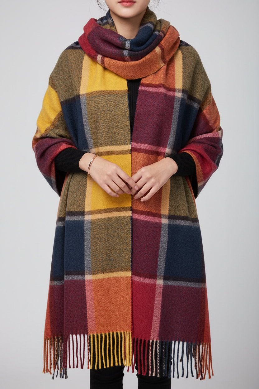 Bufanda Con Diseño De Cuadros Para Mujeres | Ideal Para El Invierno