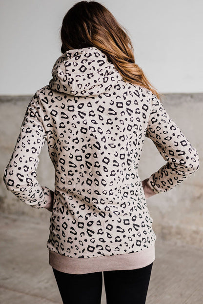 Sudadera Larga Con Capucha e Imprimé Leopardo Para Mujer | Ideal Para Uso Diario
