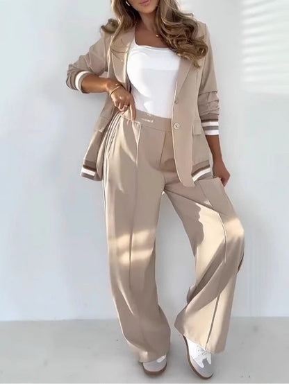 Conjunto De Dos Piezas con Blazer y Pantalón De Talle Alto para Mujer | Ideal para Uso Diario