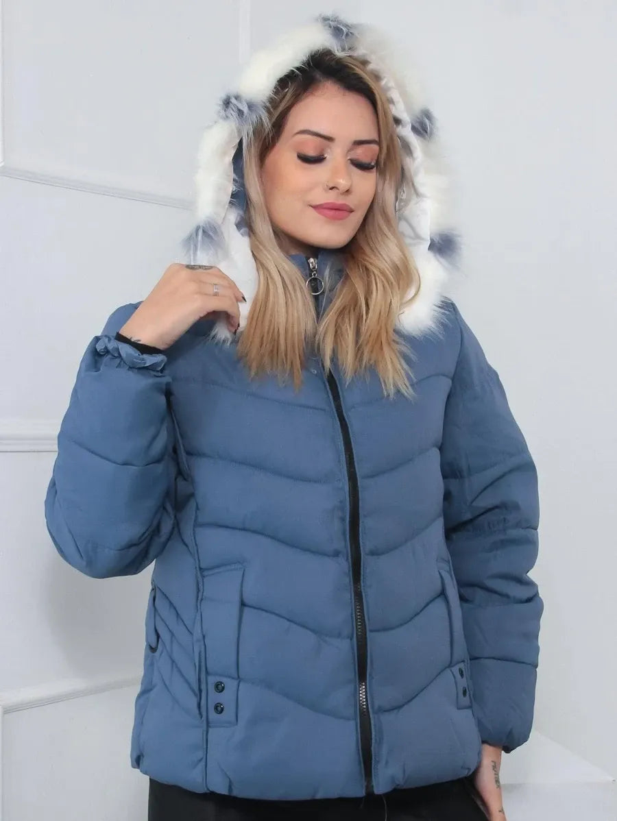 Chaqueta Acolchada con Capucha Desmontable para Mujer | Ideal para La Temporada Fría