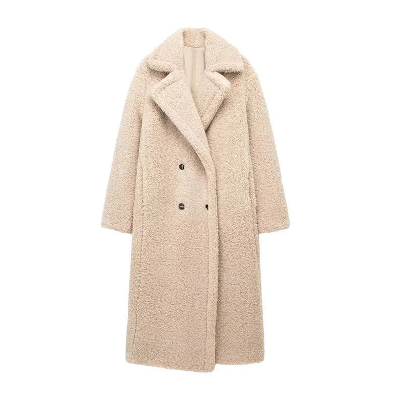 Manteau Largo con Solapas Anchas para Mujer | Ideal para Temporada Fría