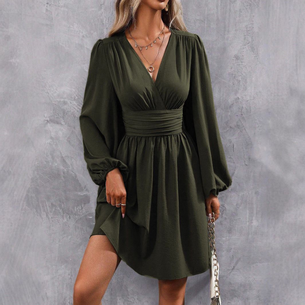 Vestido con Corte Cruzado y Longitud a la Rodilla para Mujer | Ideal para Trabajo y Eventos