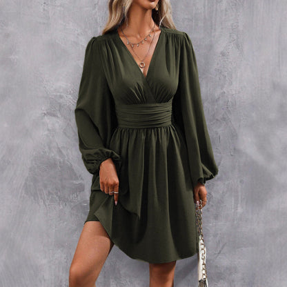 Vestido con Corte Cruzado y Longitud a la Rodilla para Mujer | Ideal para Trabajo y Eventos