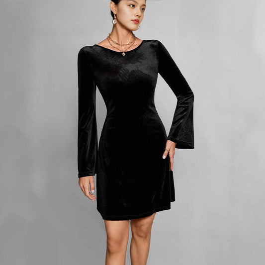 Vestido Midi de Corte Recto con Mangas Largas para Mujer | Ideal para Uso Diario y Eventos