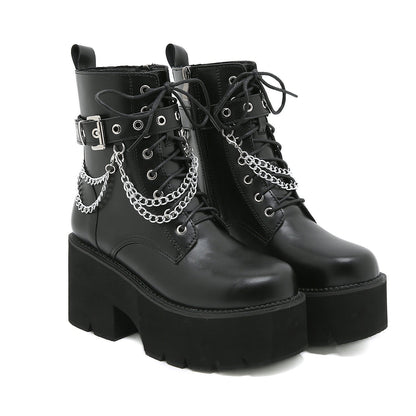 Botas Negras Con Cordones y Tacón Alto Para Mujer | Ideal Para Diferentes Ocasiones