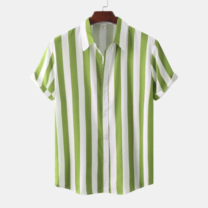 Camisa de Rayas Verticales en Blanco y Negro con Cuello Clásico para Hombre | Ideal para Uso Diario e Informal