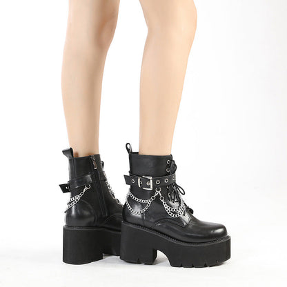 Botas Negras Con Cordones y Tacón Alto Para Mujer | Ideal Para Diferentes Ocasiones