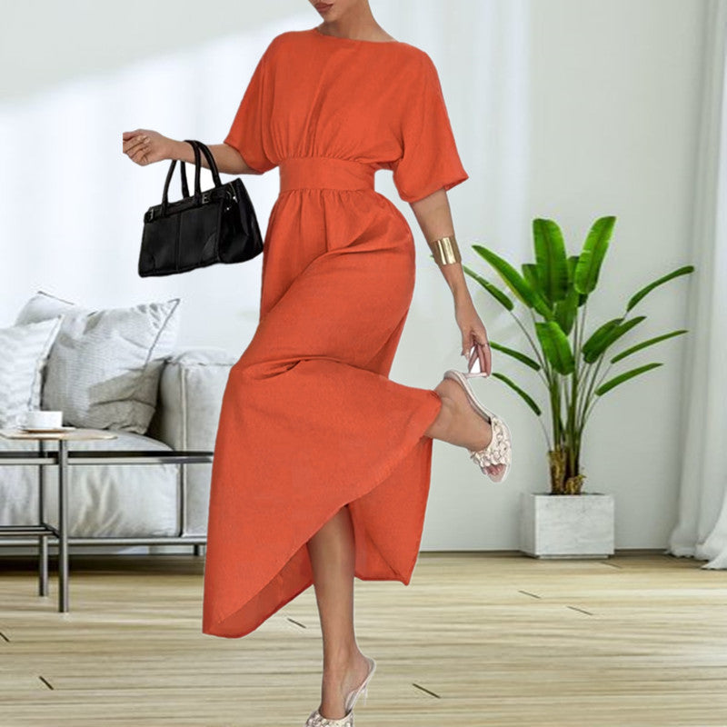 Vestido Midi con Corte Entallado y Cintura Elástica para Mujer | Ideal para Eventos y Salidas de Verano