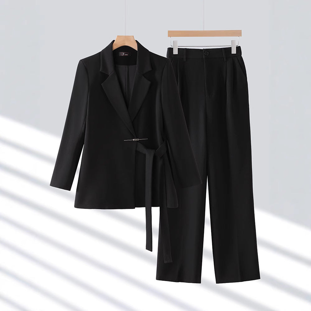 Conjunto De Blazer Y Pantalón De Dos Piezas Con Cintura Alta Para Mujer | Ideal Para Uso Diario Y Oficina