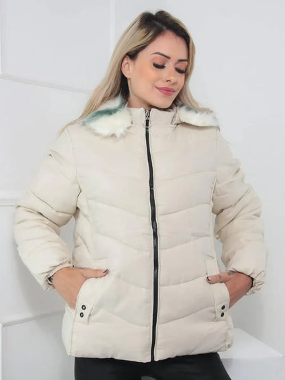 Chaqueta Acolchada con Capucha Desmontable para Mujer | Ideal para La Temporada Fría