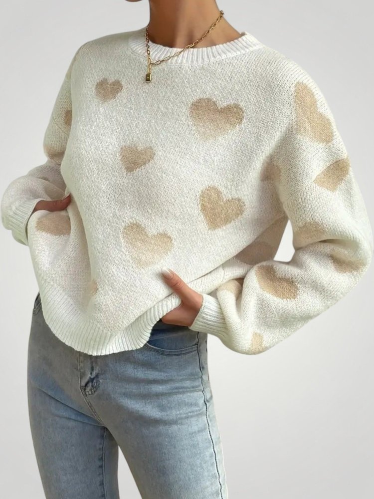 Jersey de Punto con Motivo de Corazón para Mujer | Ideal para Días de Otoño e Invierno
