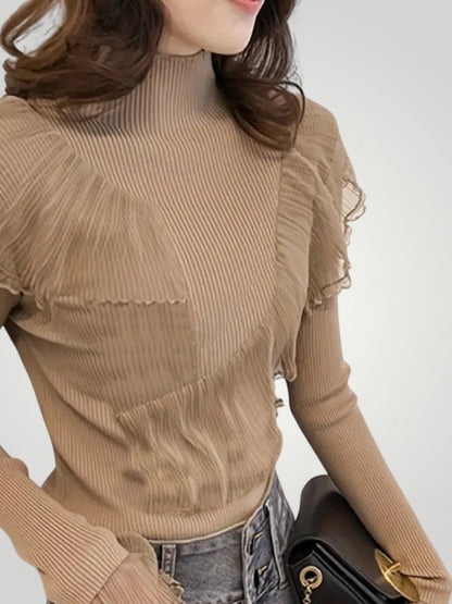 Jersey con Volantes y Detalles de Encaje para Mujer | Ideal para Días Informales