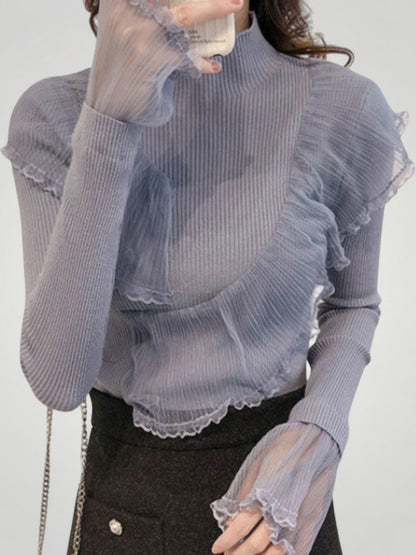 Jersey con Volantes y Detalles de Encaje para Mujer | Ideal para Días Informales