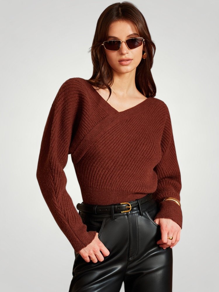 Jersey de Punto Largo con Diseño Cruzado para Mujer | Ideal para Días Fríos