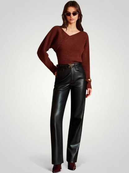 Jersey de Punto Largo con Diseño Cruzado para Mujer | Ideal para Días Fríos