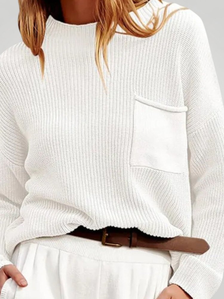 Jersey de Punto con Bolsillo Frontal y Corte Relajado para Mujer | Ideal para Uso Diario