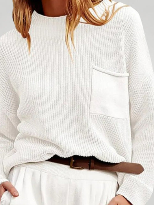 Jersey de Punto con Bolsillo Frontal y Corte Relajado para Mujer | Ideal para Uso Diario