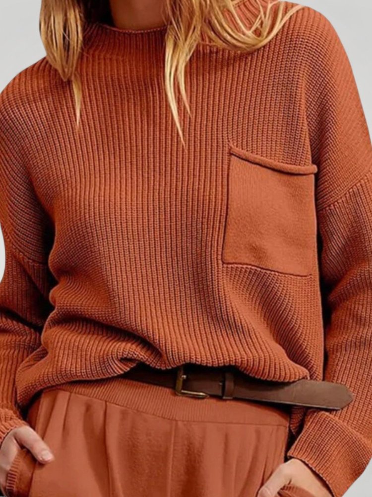 Jersey de Punto con Bolsillo Frontal y Corte Relajado para Mujer | Ideal para Uso Diario