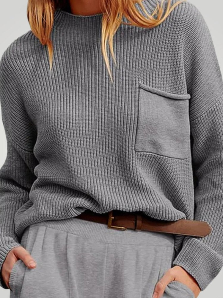 Jersey de Punto con Bolsillo Frontal y Corte Relajado para Mujer | Ideal para Uso Diario