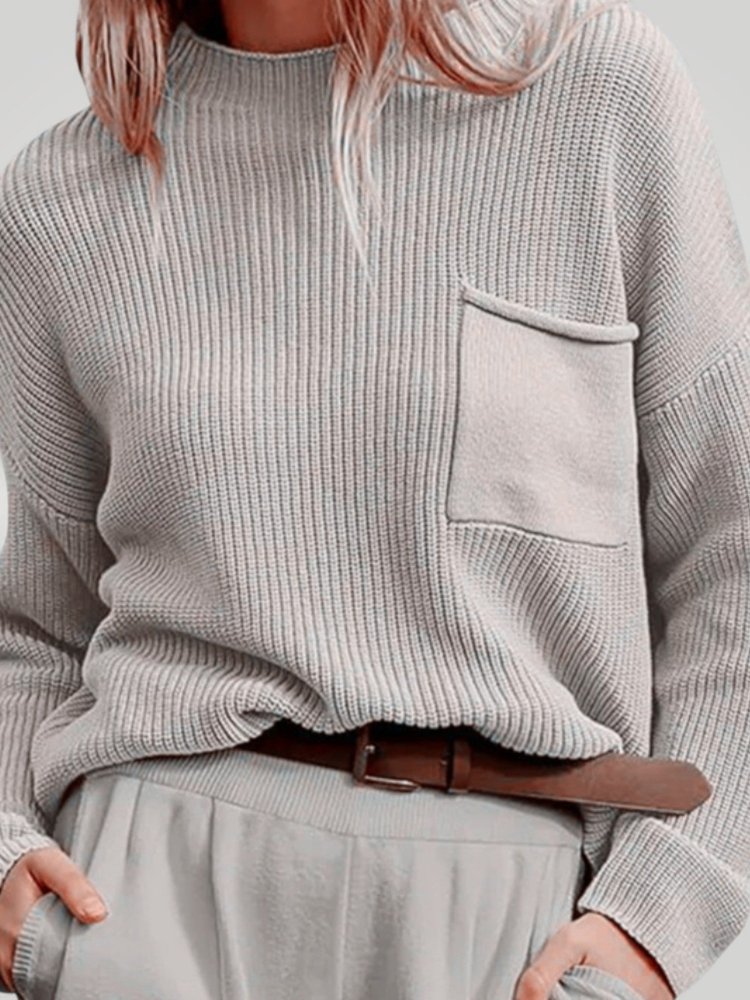 Jersey de Punto con Bolsillo Frontal y Corte Relajado para Mujer | Ideal para Uso Diario