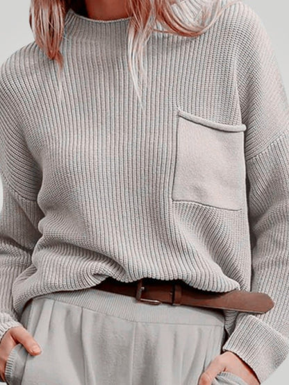 Jersey de Punto con Bolsillo Frontal y Corte Relajado para Mujer | Ideal para Uso Diario
