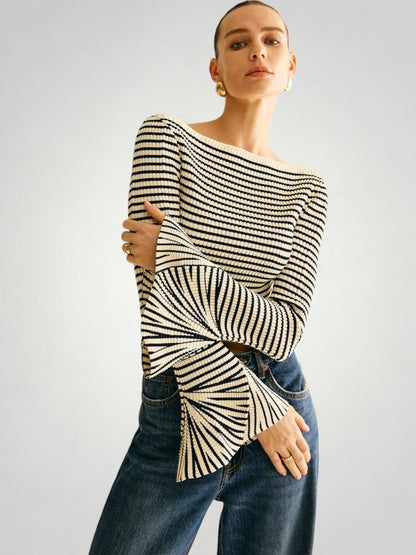 Jersey de Punto con Hombros Descubiertos y Volantes para Mujer | Ideal para Uso Diario