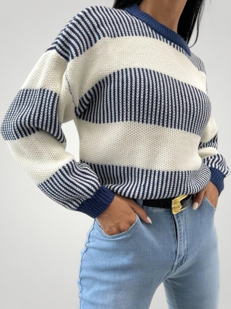 Jersey de Rayas con Corte Holgado para Mujer | Ideal para Días Frescos