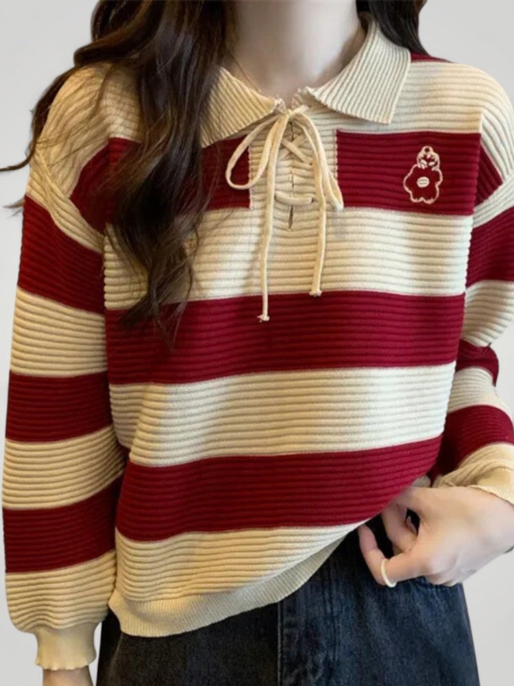 Jersey de Punto con Nudo Frontal y Corte Relajado para Mujer | Ideal para Días de Otoño