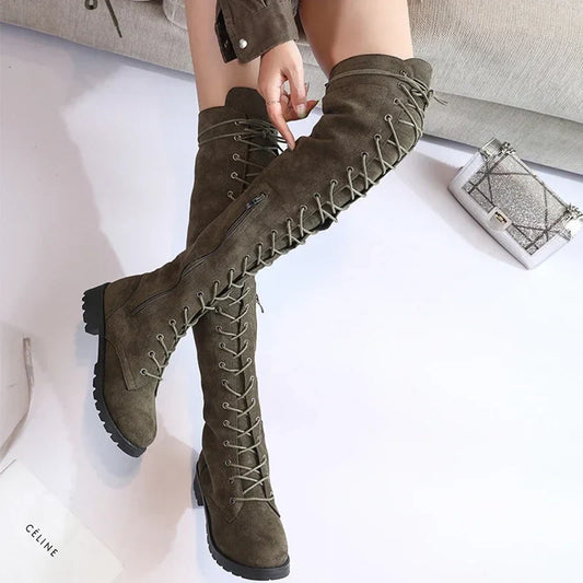 Botas Overknee con Cordones para Mujer | Ideal para Varias Temporadas