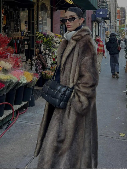 Abrigo Largo de Invierno con Forro de Imitación de Piel para Mujer | Uso Diario y Exterior